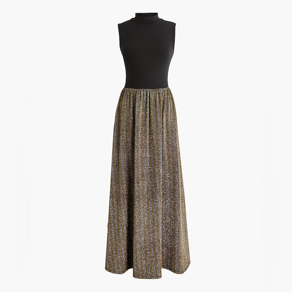 J. Crew mock-neck mixed-media sparkle dress Holiday Party Glitter Elegant NWT M